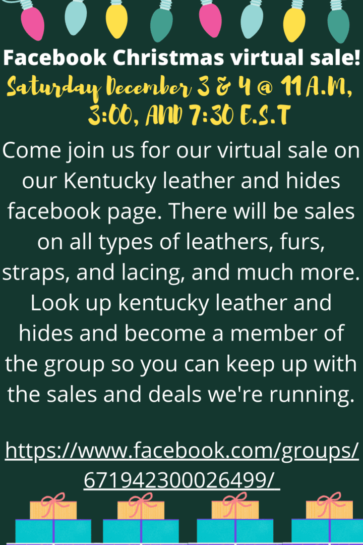 Kentucky Leather is organizing a Facebook Christmas Virtual Sale