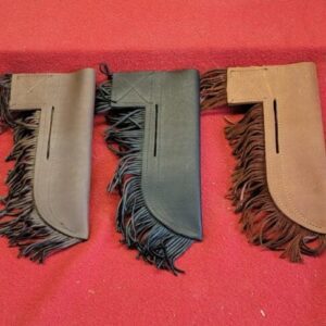 20230420_172253 Three leather knife sheaths with fringe.