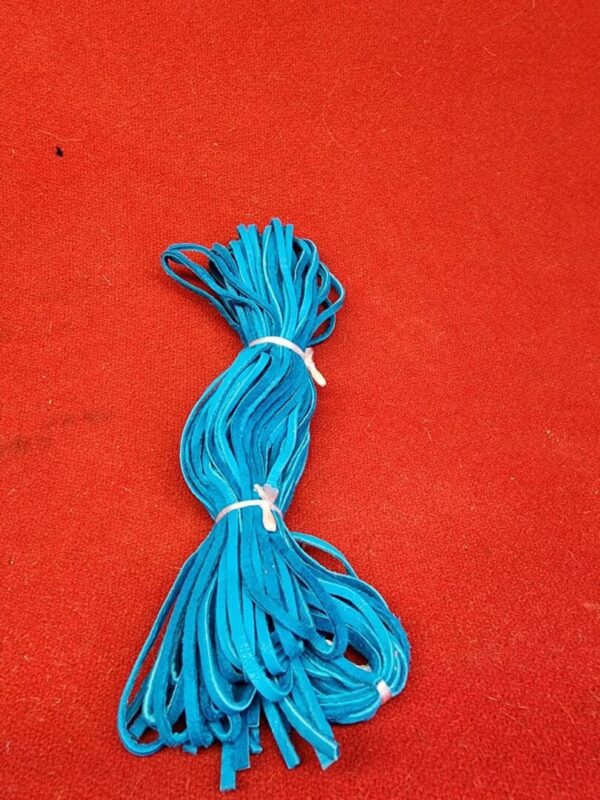 20240106_135704 Blue rubber bands on a red surface.