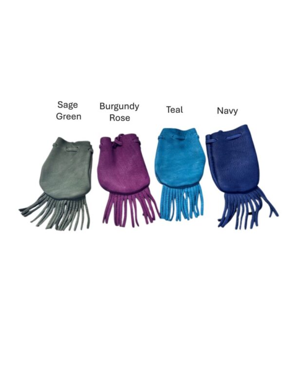 DZMZ4558 Four colorful leather pouches with fringes.