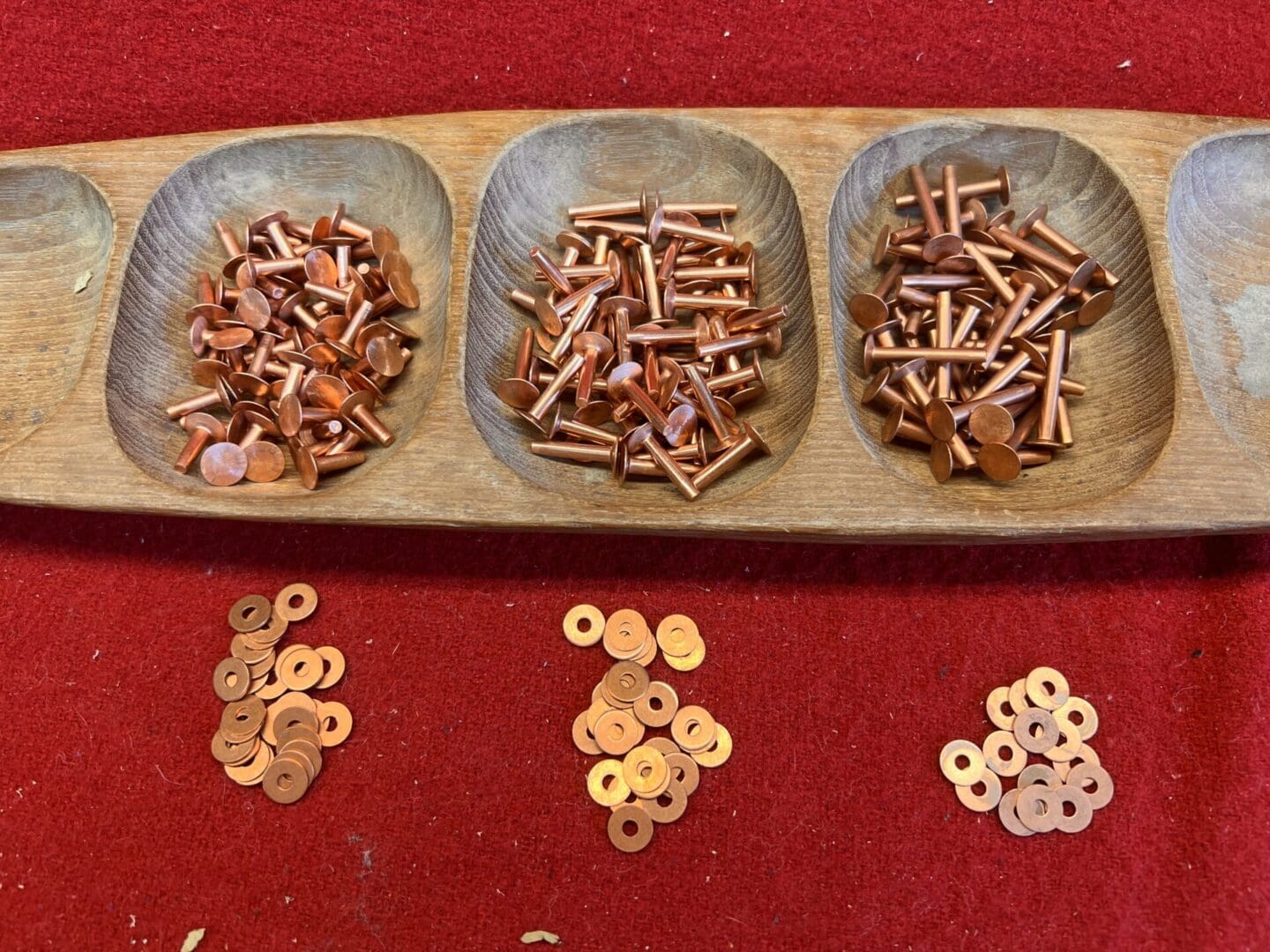 Copper Rivets and Burr, Three Sizes T 4, 6, 8