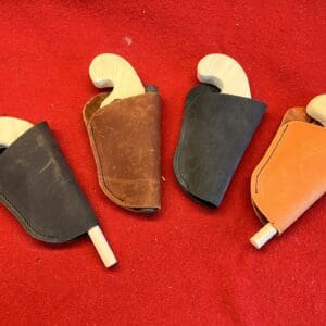 Four Wooden Pistol with Leather Holster in Kids Toy