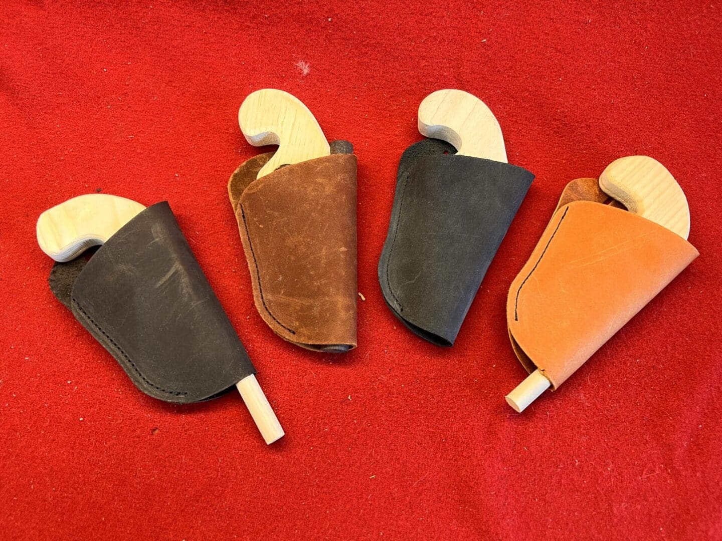 Four Wooden Pistol with Leather Holster in Kids Toy