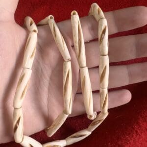 Hair Pipe Beads of Real Buffalo Bones with Fluted Antique Center