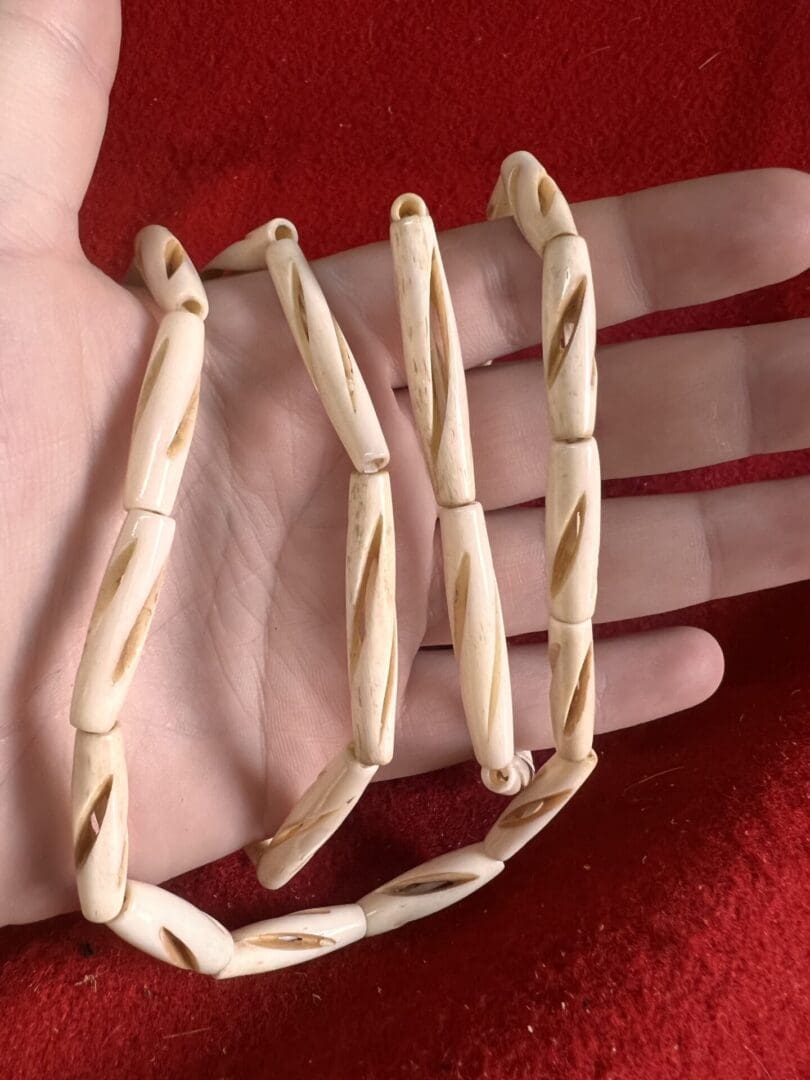 Hair Pipe Beads of Real Buffalo Bones with Fluted Antique Center