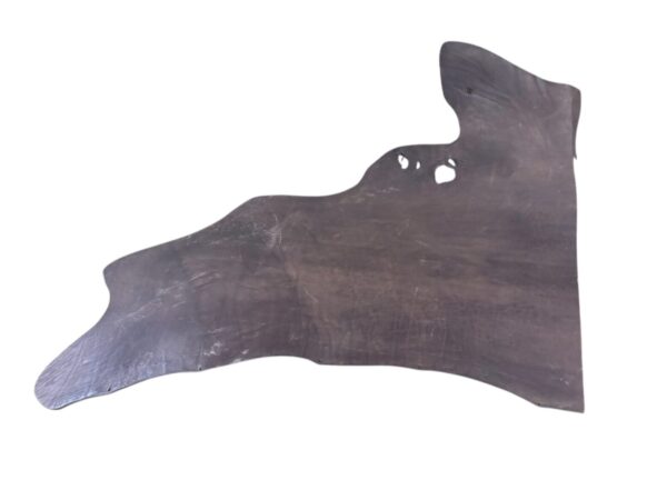 JWBY7449 Dark, irregularly shaped wooden slab on white.
