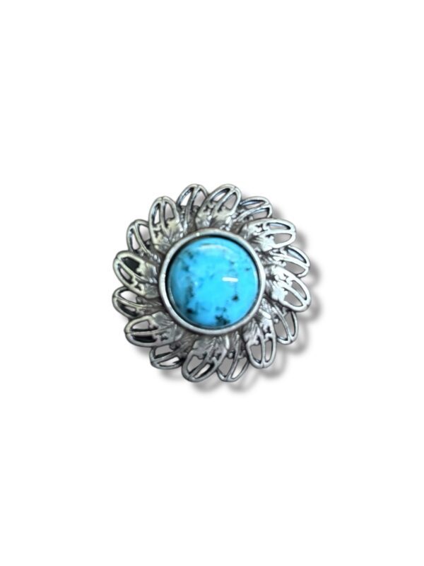 Turquoise Feather Concho - Antique Silver Plate - 3 sizes available