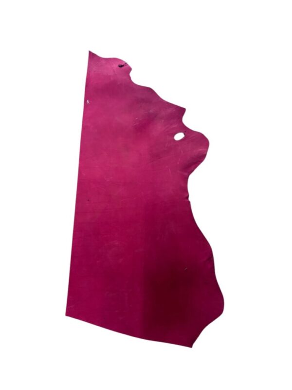LWZW9984 Pink leather hide with irregular edges.