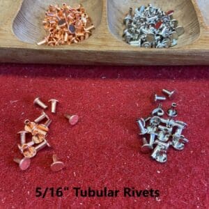 Five by Sixteen Inch Tubular Rivets Hundred Pack in Two Unique Colors