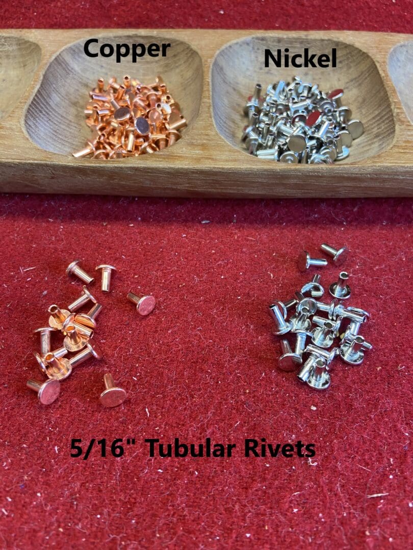 Five by Sixteen Inch Tubular Rivets Hundred Pack in Two Unique Colors