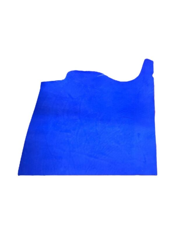 XVAM9434 Blue leather hide on white background.