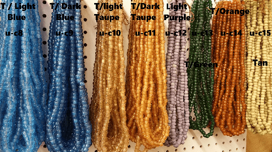 Nine mm Glass Crow Beads, Hundred Strands, U C8 to C15