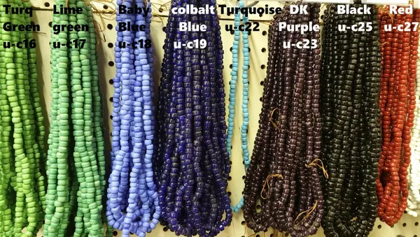Nine mm Glass Crow Beads in Six Colors, C16 to 27
