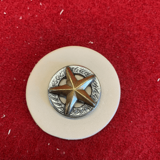 3 D Texas Star Concho, Antique Silver and Gold Plate