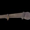 Brown leather rifle scabbard with strap.