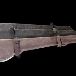 VWXH4229 Three brown leather gun cases.