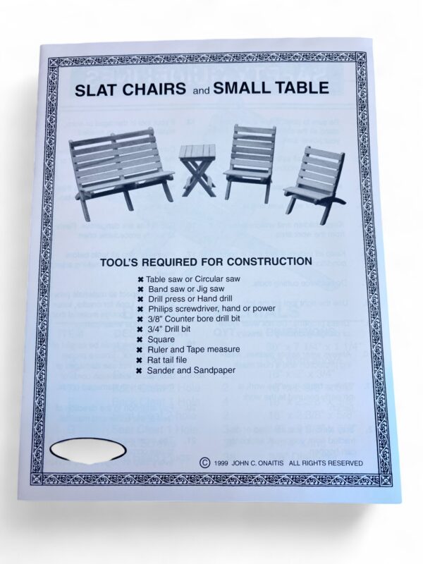Slat Chairs and Small table pattern, E-13