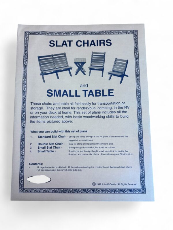 Slat Chairs and Small table pattern, E-13