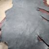 20240215_180935 Gray leather hide on a workshop table.