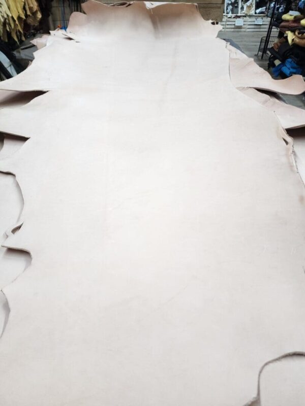 Large piece of light-colored leather hide.