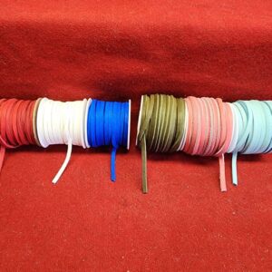 20240313_112927 Colorful spools of thread on red fabric.