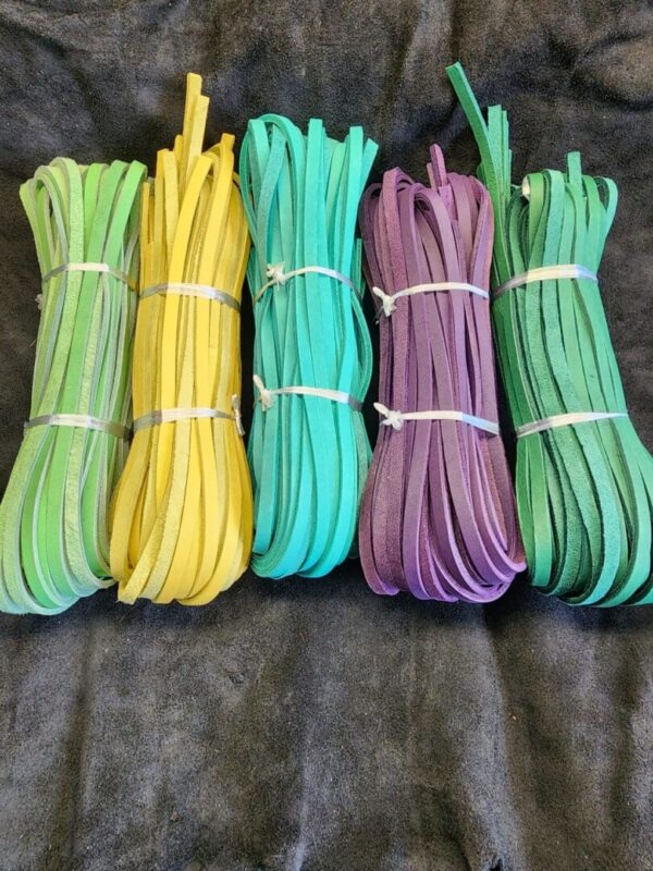 Colorful bundles of flat cords on display.