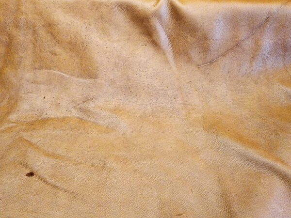 Close-up of textured brown leather surface.
