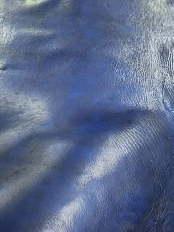 Blue leather texture with light reflections.