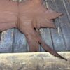 IMG_1886 Brown leather hide on wooden surface.