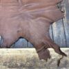 Brown leather hide on wooden surface.