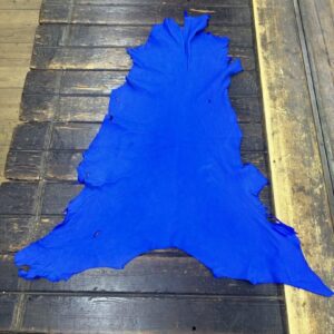 IMG_2092 - Copy Bright blue leather hide on wooden surface.