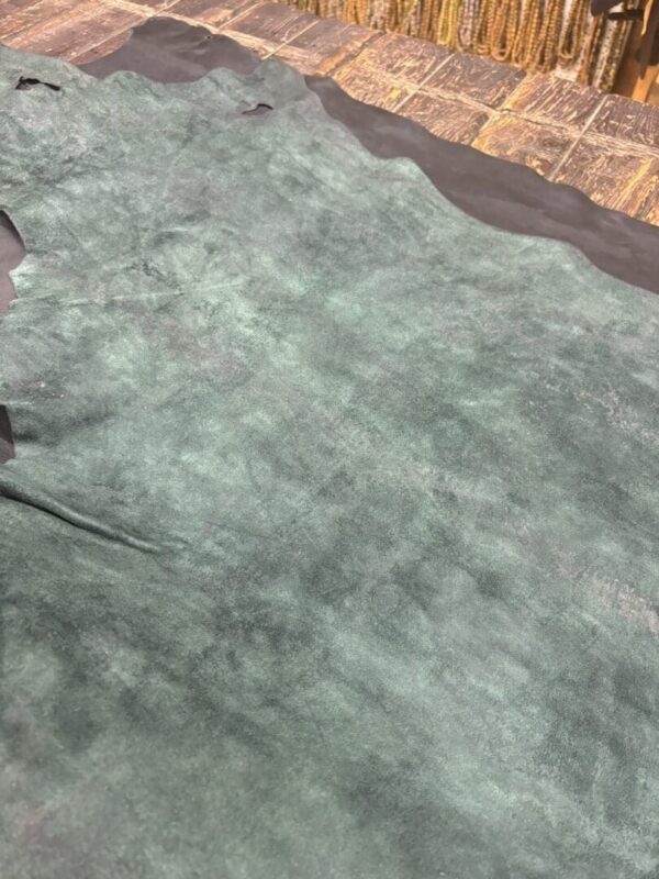 Green leather for craft projects.