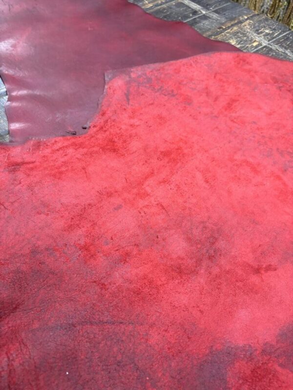 Close-up of red leather texture.