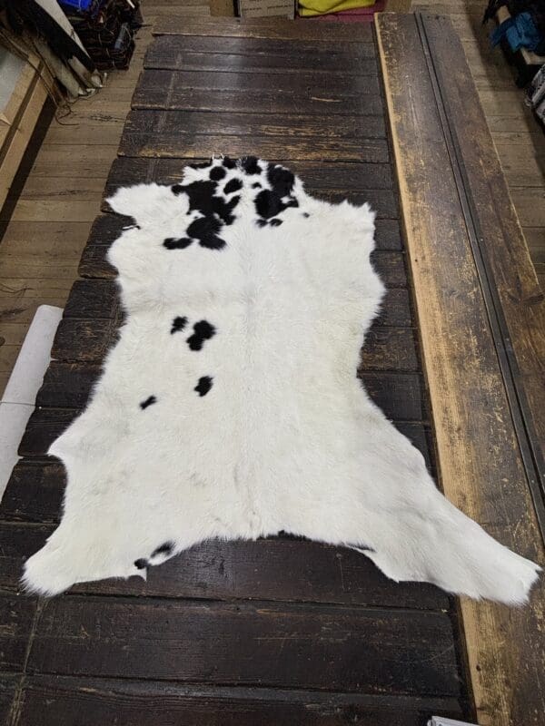 Hair on Calf Hide Rug, Color Black and White ,