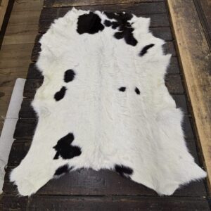 Hair on Calf Hide Rug, Color Black and White