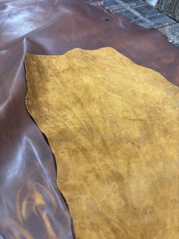 IMG_2674 Brown and tan leather hides.