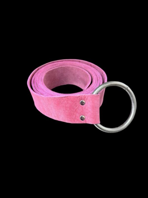 AEZA3780 Pink leather belt with silver buckle.