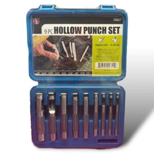 DWHM6164 9 piece hollow punch set in case.