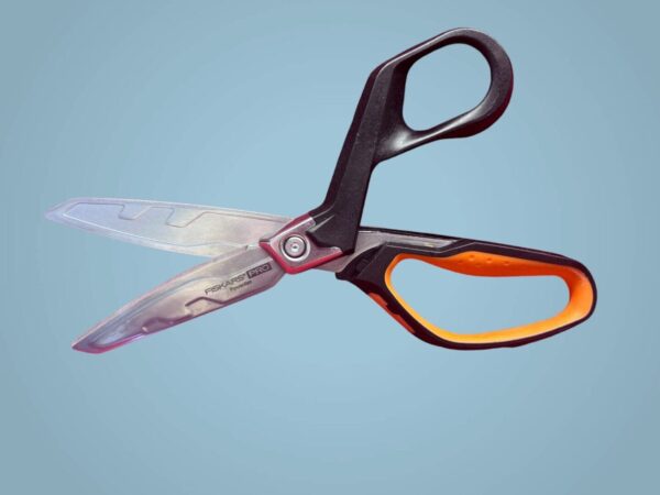Black and orange Fiskars Pro scissors.