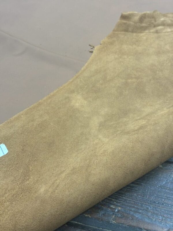 Close-up of brown suede leather.
