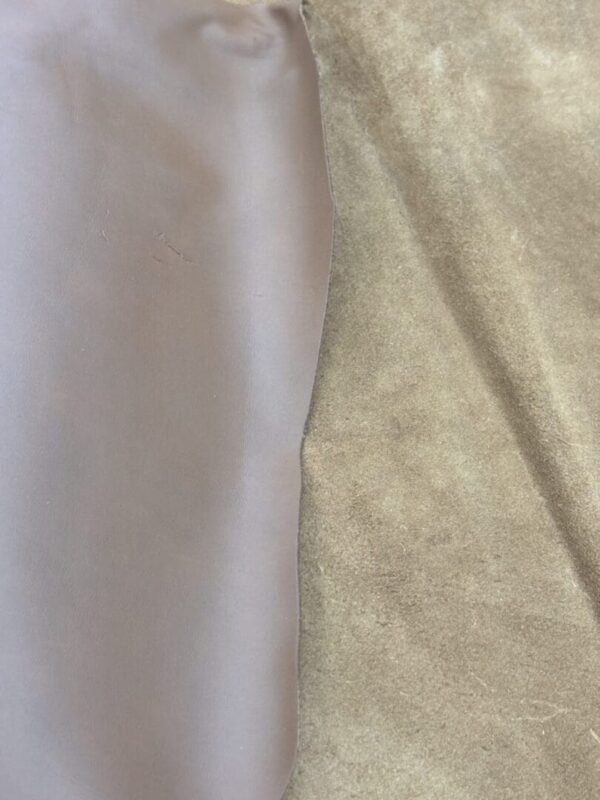 Brown leather and suede fabric swatches.
