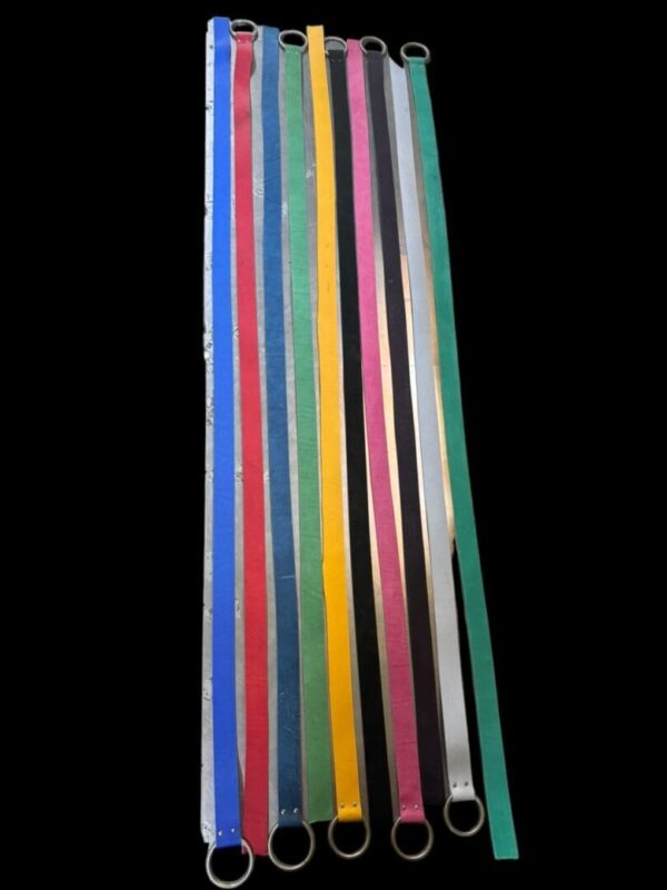 LWOK8571 Colorful leather belts with silver rings.