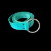 NXLA0083 Teal leather belt with silver ring.