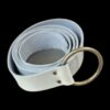 RZMI4771 White leather belt with brass ring.