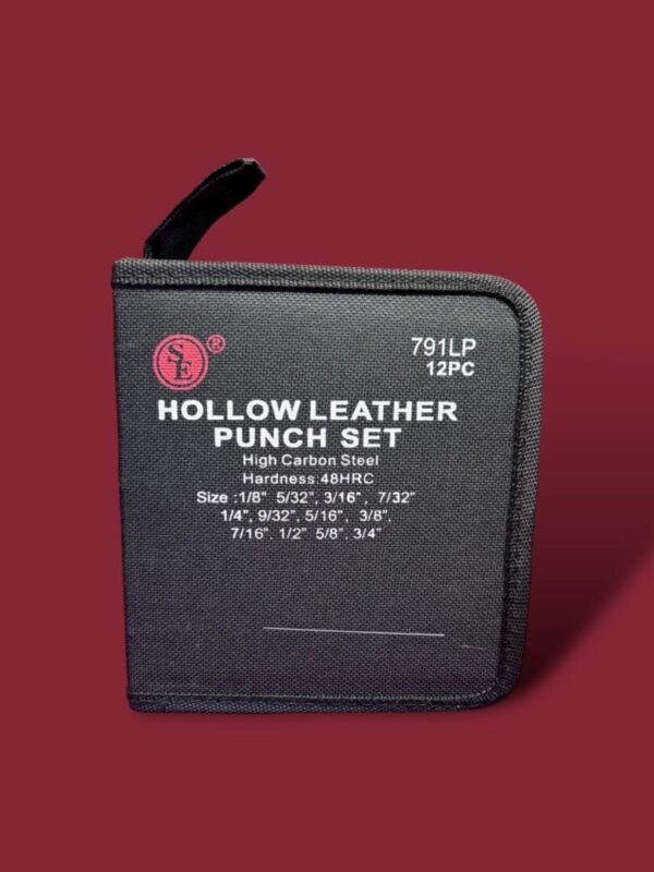 Black leather punch set in case.