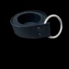 UXZB0659 Black leather belt with silver ring.