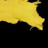 Yellow fabric with frayed edges on black background.