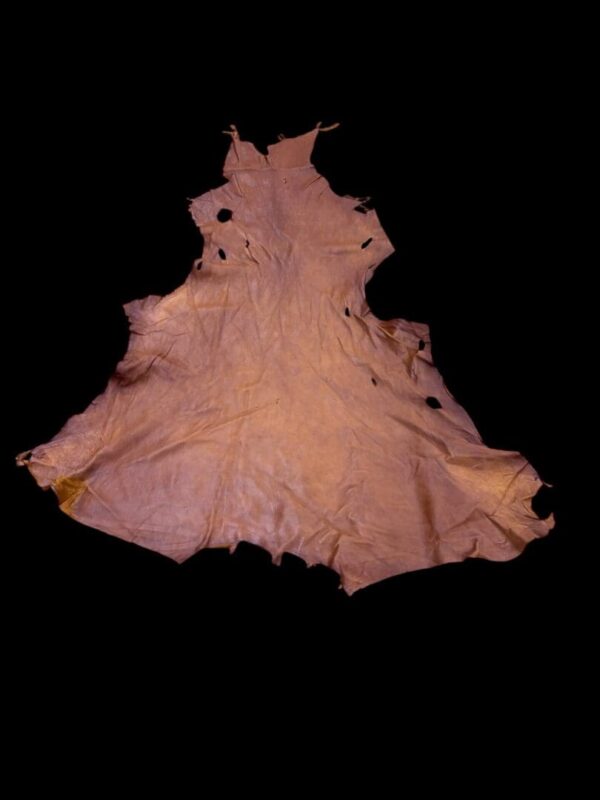 Brown leather hide on a black background.