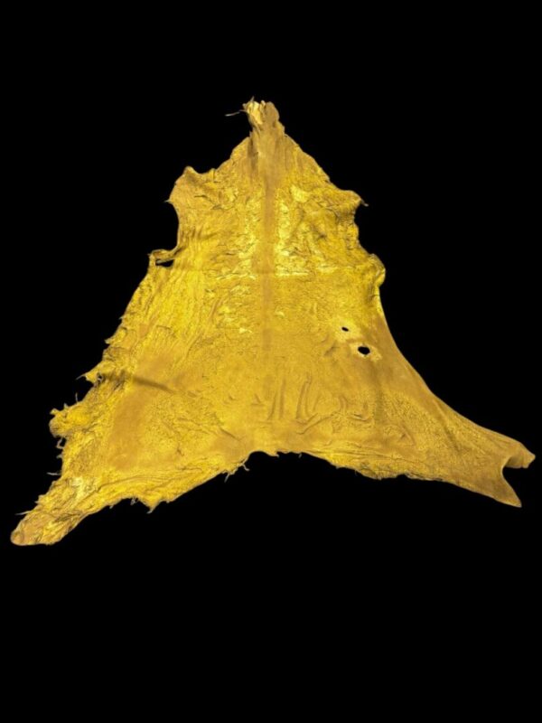 Yellow triangular object on black background.