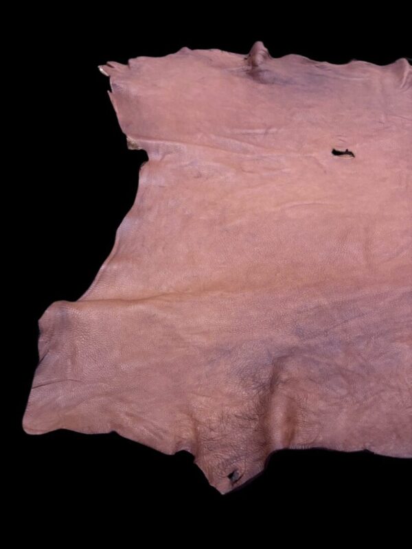 Tanned leather hide on a black background.